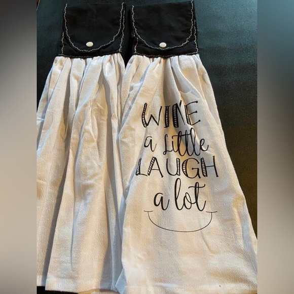 Wine A Little Laugh A Lot Kitchen Hanging Dish Towel, Set of 2 - Picture 2 of 2